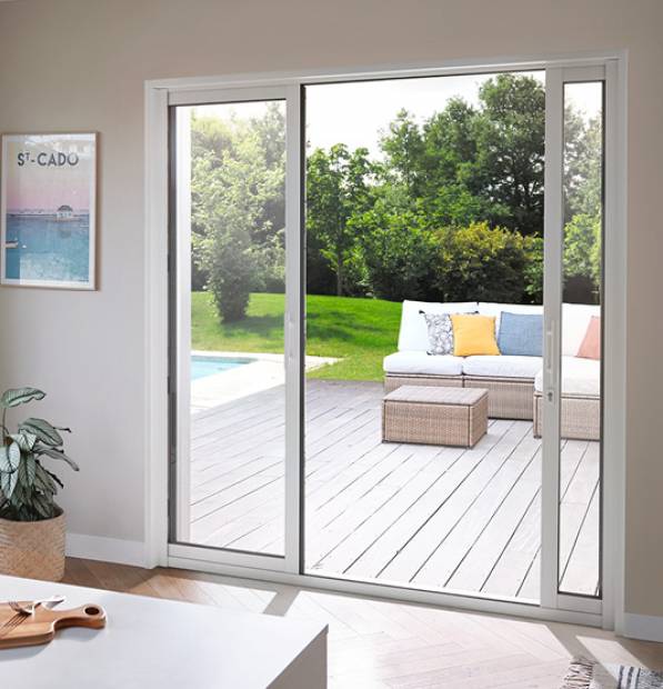 Baie à galandage 2 vantaux en alu blanc La Seyne-sur-Mer