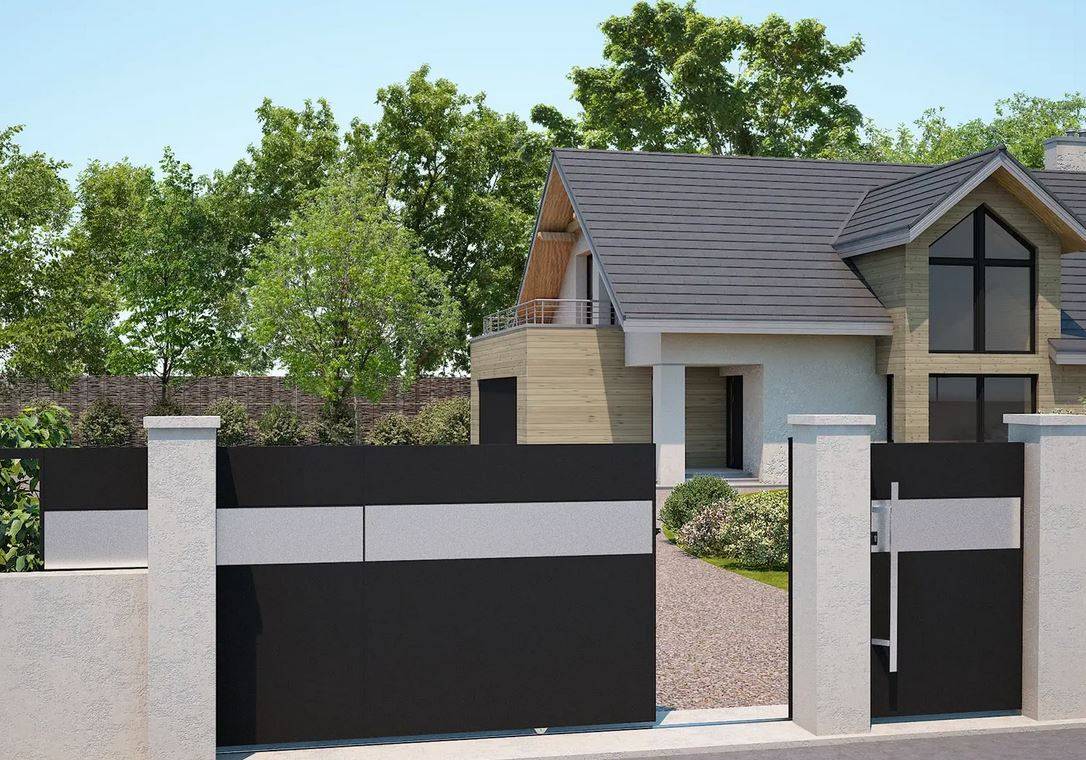 Portail et portillon alu contemporain Bandol